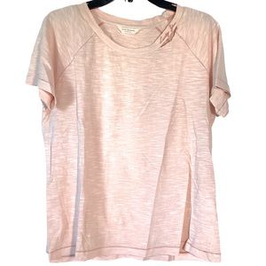 Lucky Brand Short Sleeve Round Neck Salmon Color Cotton T-Shirt Size Medium